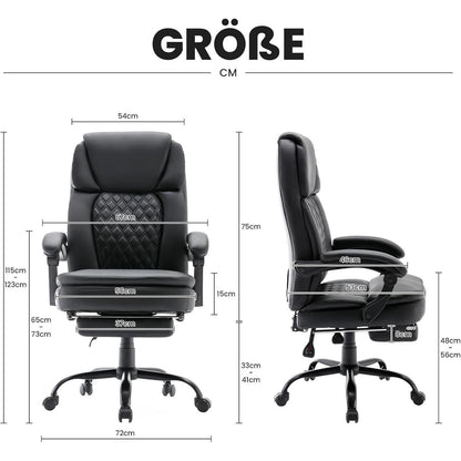 Ergonomischer Bürostuhl mit Fußstütze und hoher Rückenlehne