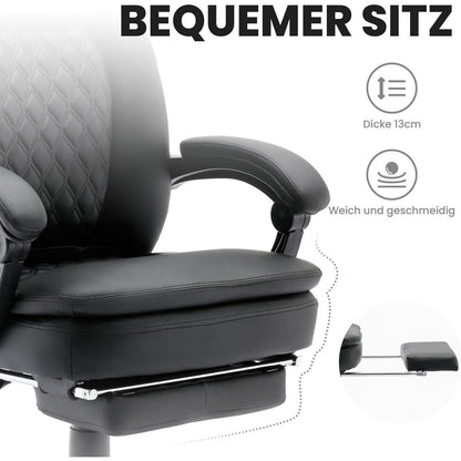 Ergonomischer Bürostuhl mit Fußstütze und hoher Rückenlehne
