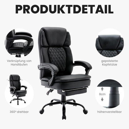 Ergonomischer Bürostuhl mit Fußstütze und hoher Rückenlehne