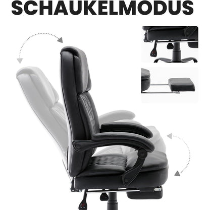 Ergonomischer Bürostuhl mit Fußstütze und hoher Rückenlehne