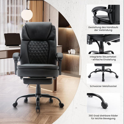Ergonomischer Bürostuhl mit Fußstütze und hoher Rückenlehne