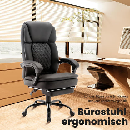 Ergonomischer Bürostuhl mit Fußstütze und hoher Rückenlehne