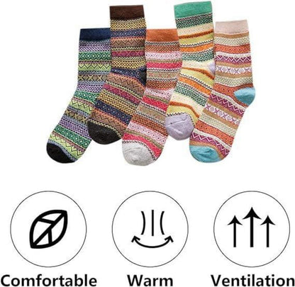 5 Paare bunte dicke Damen Wollsocken, warme Stricksocken für Winter 35-41