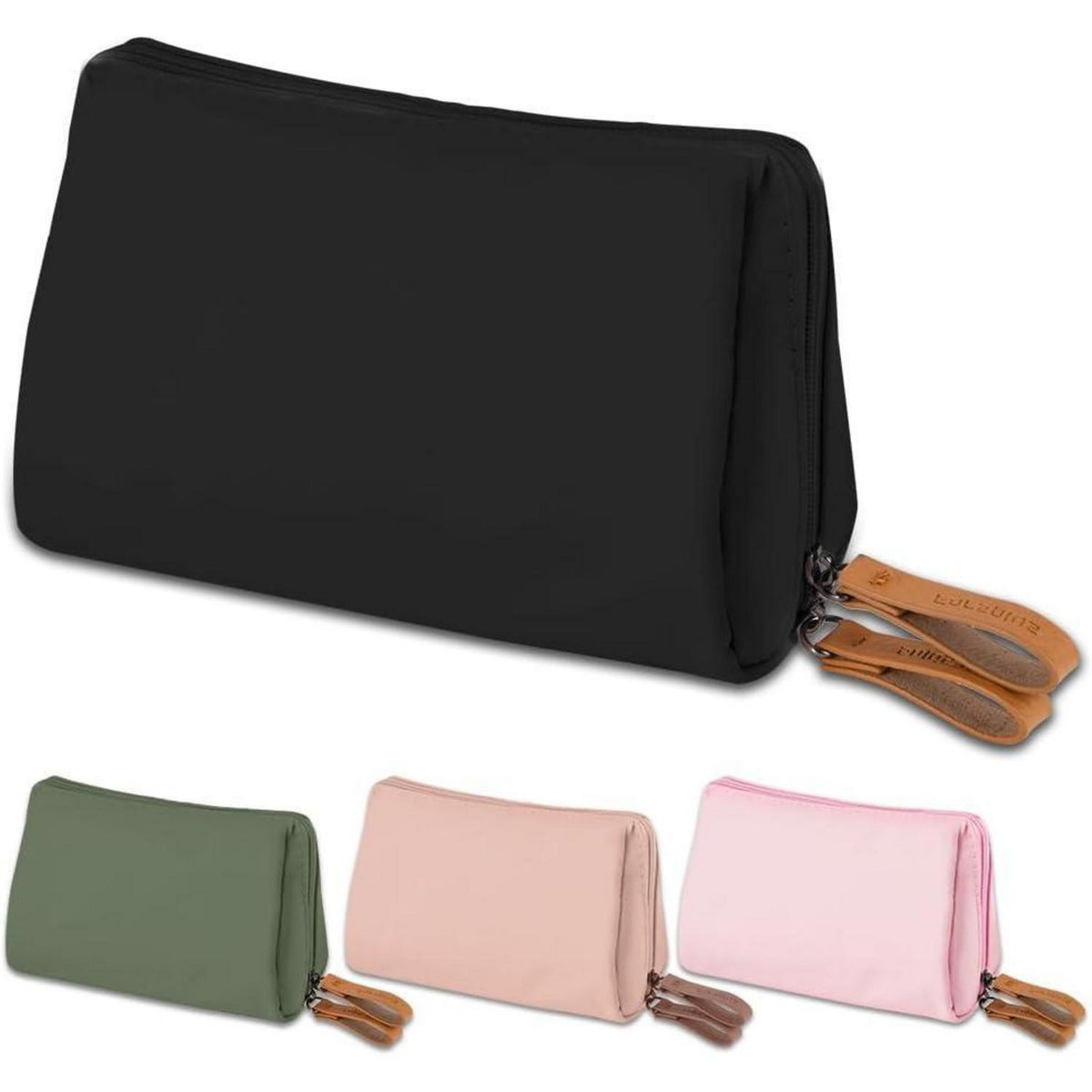 Kosmetiktasche mit Trennwand, 2er Set, Mini Reise Kulturbeutel, Schwarz & Rosa