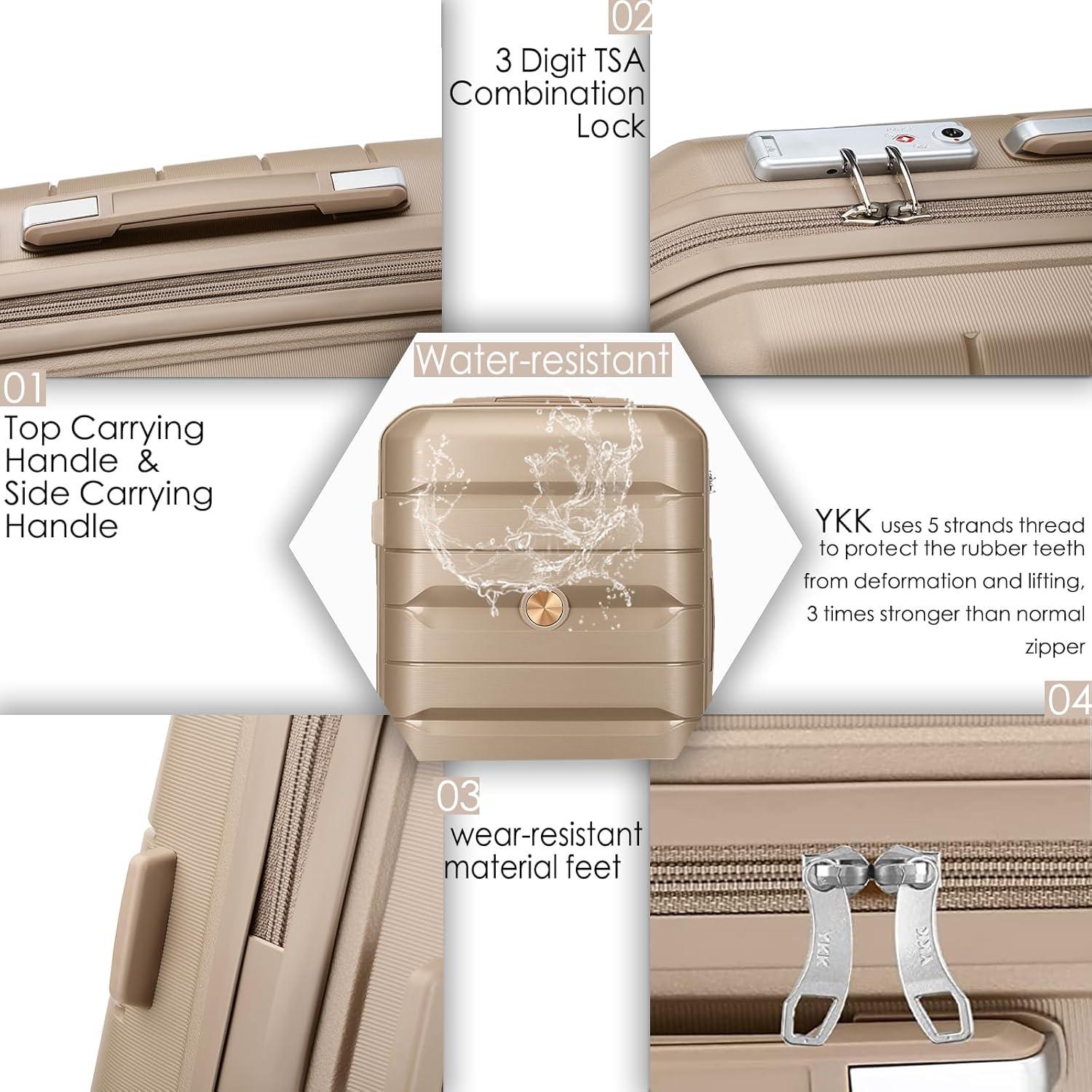 Sea choice Kofferset 4tlg Handgepäck Trolley Beautycase Gold TSA-Schloss