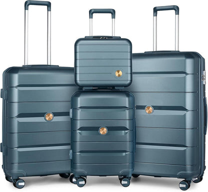 Hartschalen-Kofferset mit TSA-Schloss 4tlg 4 Doppelrollen Blue