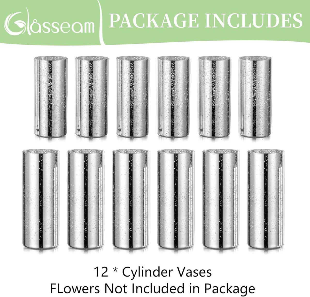 Glas Vasen Deko Silber Zylinder Vase 2 Stück Modern Hochzeit Tischdeko