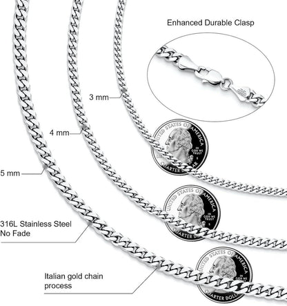 Edelstahl Panzerkette 3mm Cuban Link Chain Gold Vergoldet 55,9cm