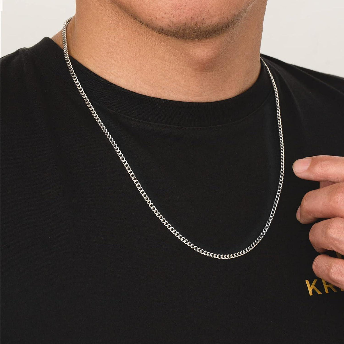 Edelstahl Panzerkette Herren 3mm Diamantschliff Gold 46cm