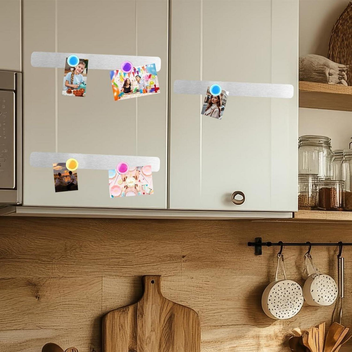 Selbstklebende Magnettafel mit 10 Magneten, Edelstahl