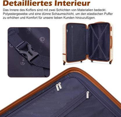 Koffer Set ABS Hartschale 4 Rollen TSA-Schloss Rot/Braun