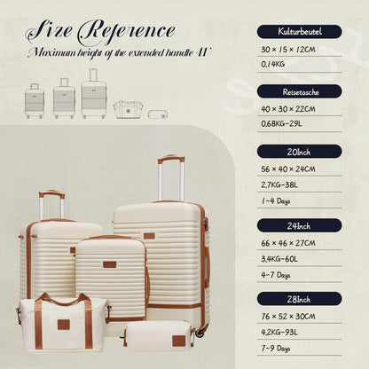 COOLIFE Koffer Set 3-tlg: Groß, Reisetasche & TSA-Schloss