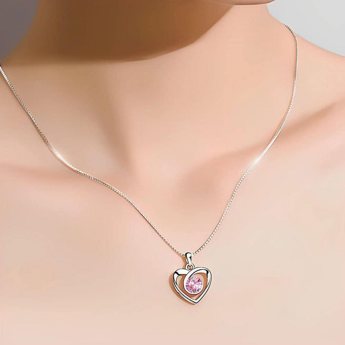 Schmuckset Damen Silber 925 mit Zirkonia, Herz Halskette & Klee Armband & Ohrstecker