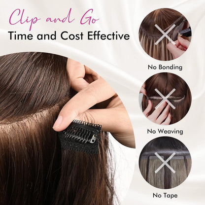 Clip-In Haarverlängerung lange lockere Wellen dunkelbraun