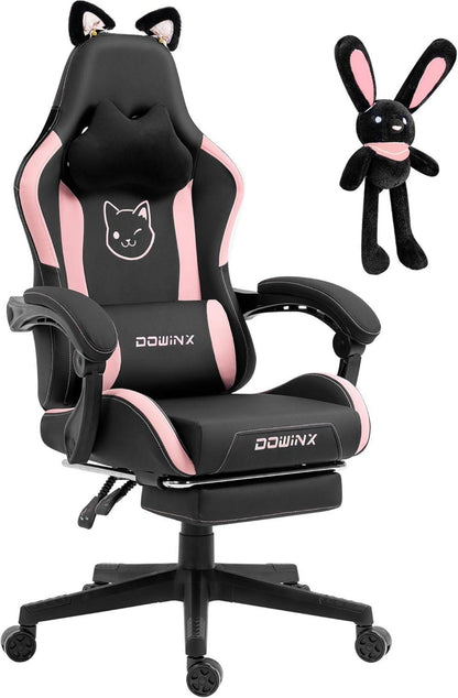 Ergonomischer Dowinx Gaming Stuhl mit süßer Katze - Schwarz