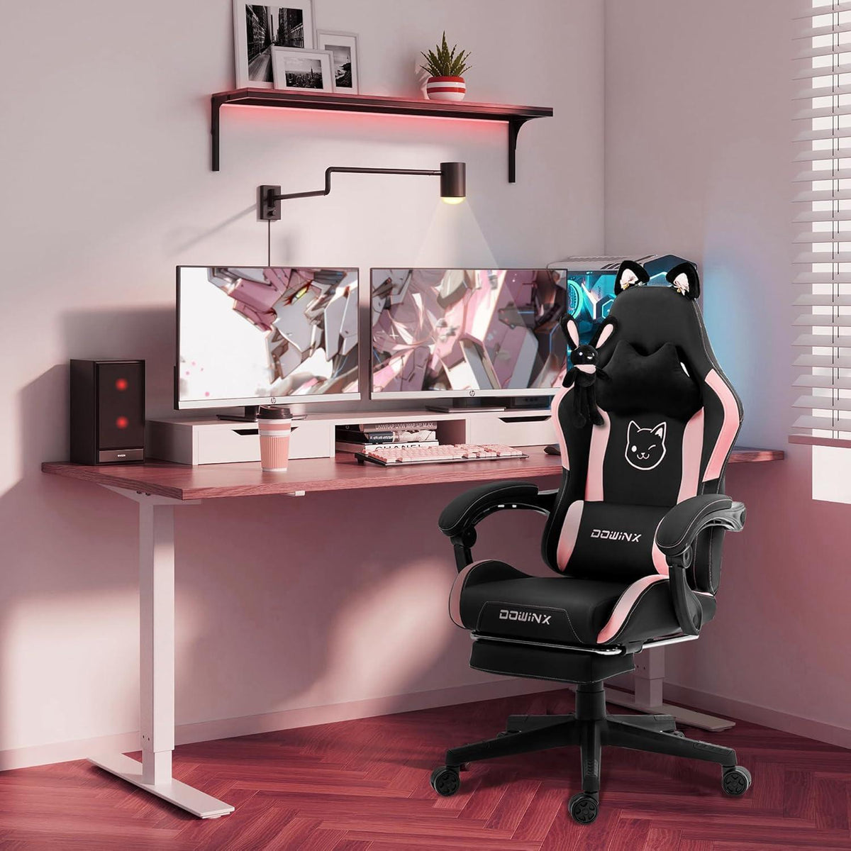 Dowinx Gaming Stuhl Süße Katze Ergonomisch Hohe Rückenlehne