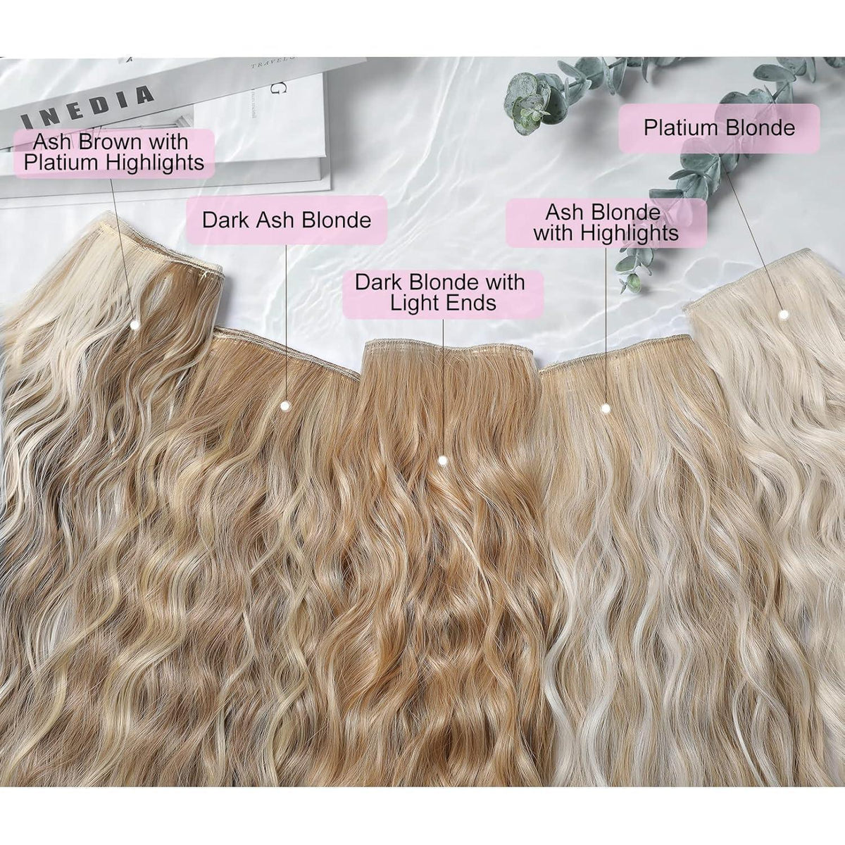 Lange, lose Wellen Haarverlängerung – Mittelblond mit Highlights