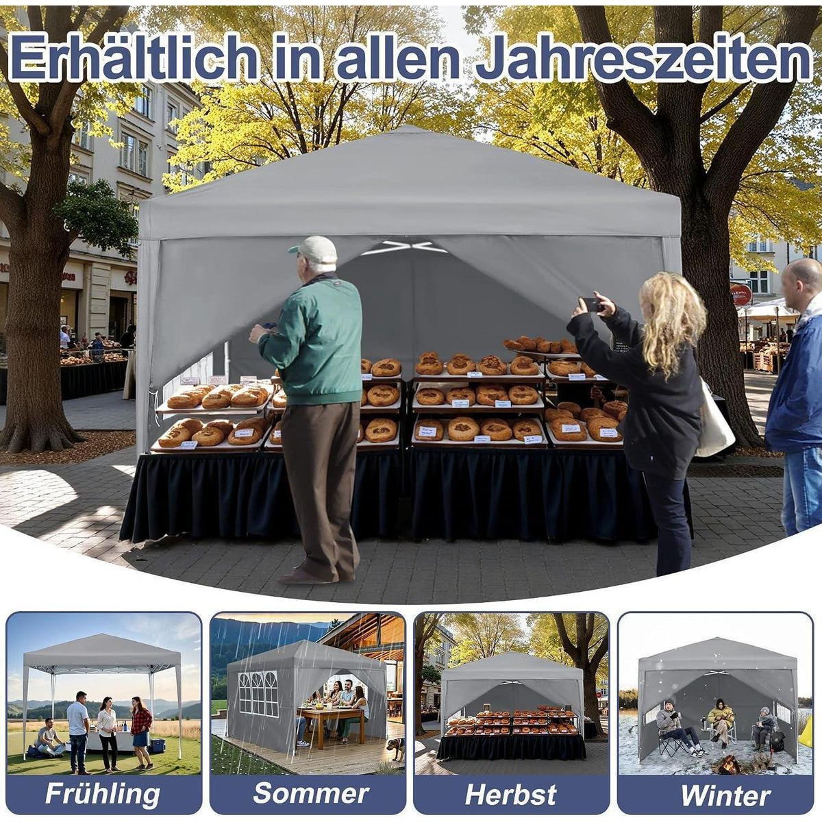 3x3 Faltpavillon Wasserdicht – Partyzelt für Garten & Events