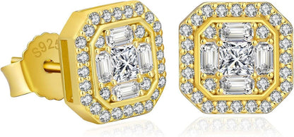 KRKC&CO S925 Silber Ohrringe Iced Out 14K Gold beschichtet 9mm
