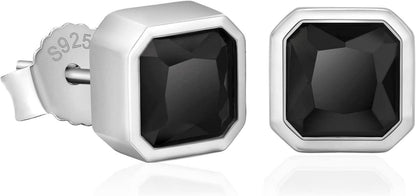 KRKC&CO S925 Silber Ohrringe Herren Schwarz Oynx 8mm