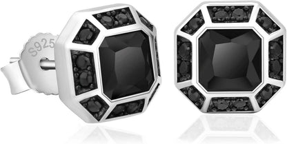 Silber Ohrringe Herren Weißgold beschichtet Zirkonia Steine sparkling
