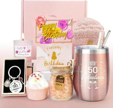 50. Geburtstagsgeschenkset für Frauen, Geschenkkorb inkl. Becher und
