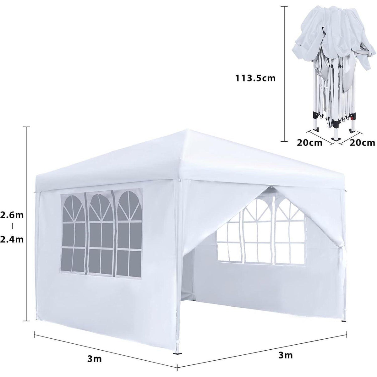 Faltpavillon 3x3m mit Seitenteilen – Garten & Partyzelt