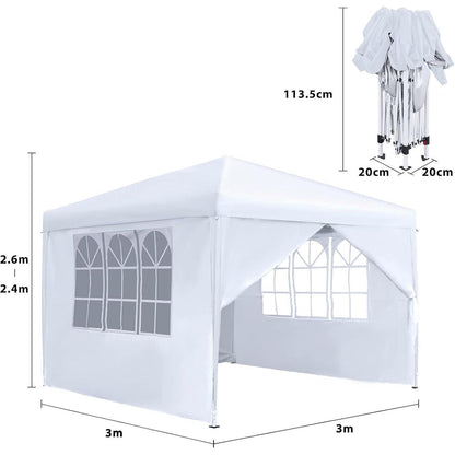 Faltpavillon 3x3m mit Seitenteilen – Garten & Partyzelt