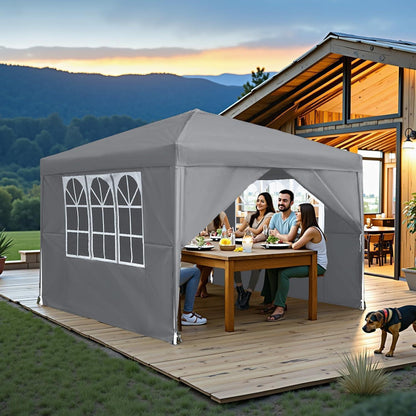 Faltpavillon 3x3m mit Seitenteilen – UV-Schutz & Schnellaufbau