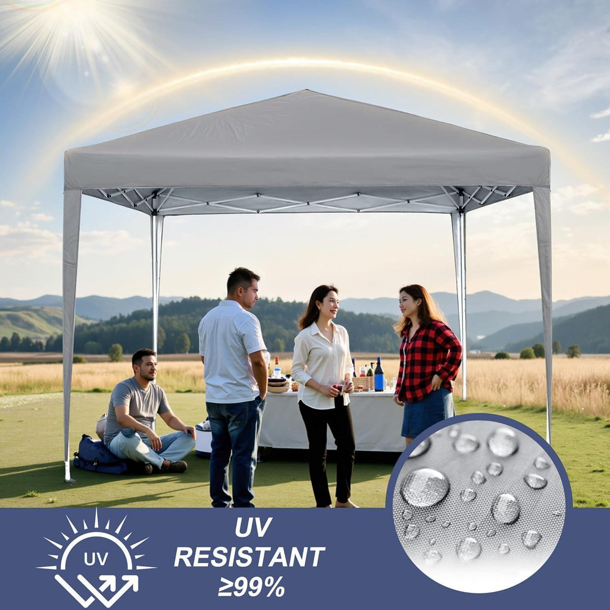 Faltpavillon 3x3m mit Seitenteilen – UV-Schutz & Schnellaufbau