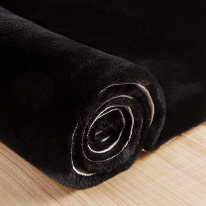 Flauschiger Läufer Teppich Schwarz 60x245 cm - Weich & Waschbar