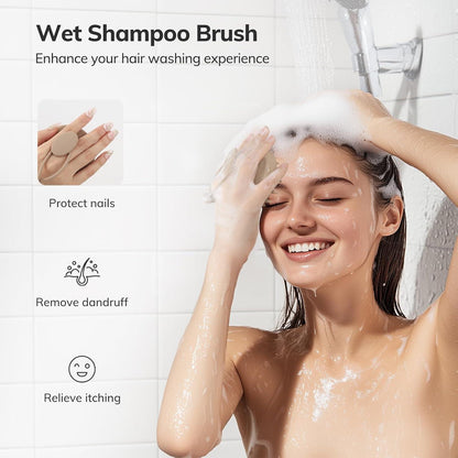 Silikon Kopfhaut Massagebürste Shampoo Bürste Haarwachstum Khaki
