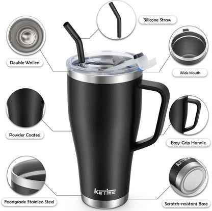 Thermobecher mit Strohhalm 850ml Edelstahl Isolierbecher Trinkbecher Tumbler