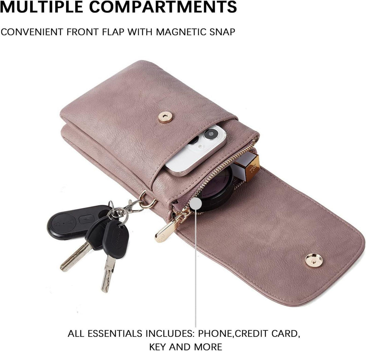 Handytasche PU Leder Umhängetasche Damen Geldbörse Design Lila