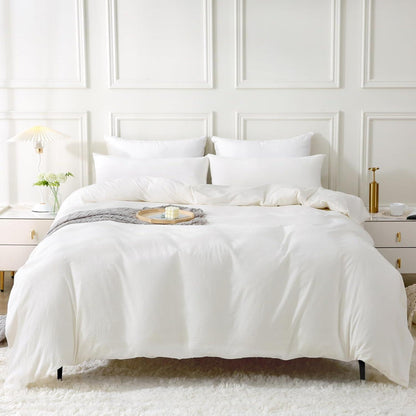 Bettwäsche-Set 200x200 Baumwolle Milky White Stone Washed