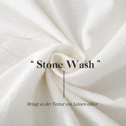 Bettwäsche-Set 200x200 Baumwolle Milky White Stone Washed