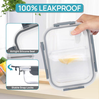 5er Glasbehälter mit Deckel 33oz, Meal Prep Boxen für