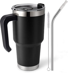 Thermobecher Strohhalm Henkel Deckel Edelstahl Becher BPA Frei