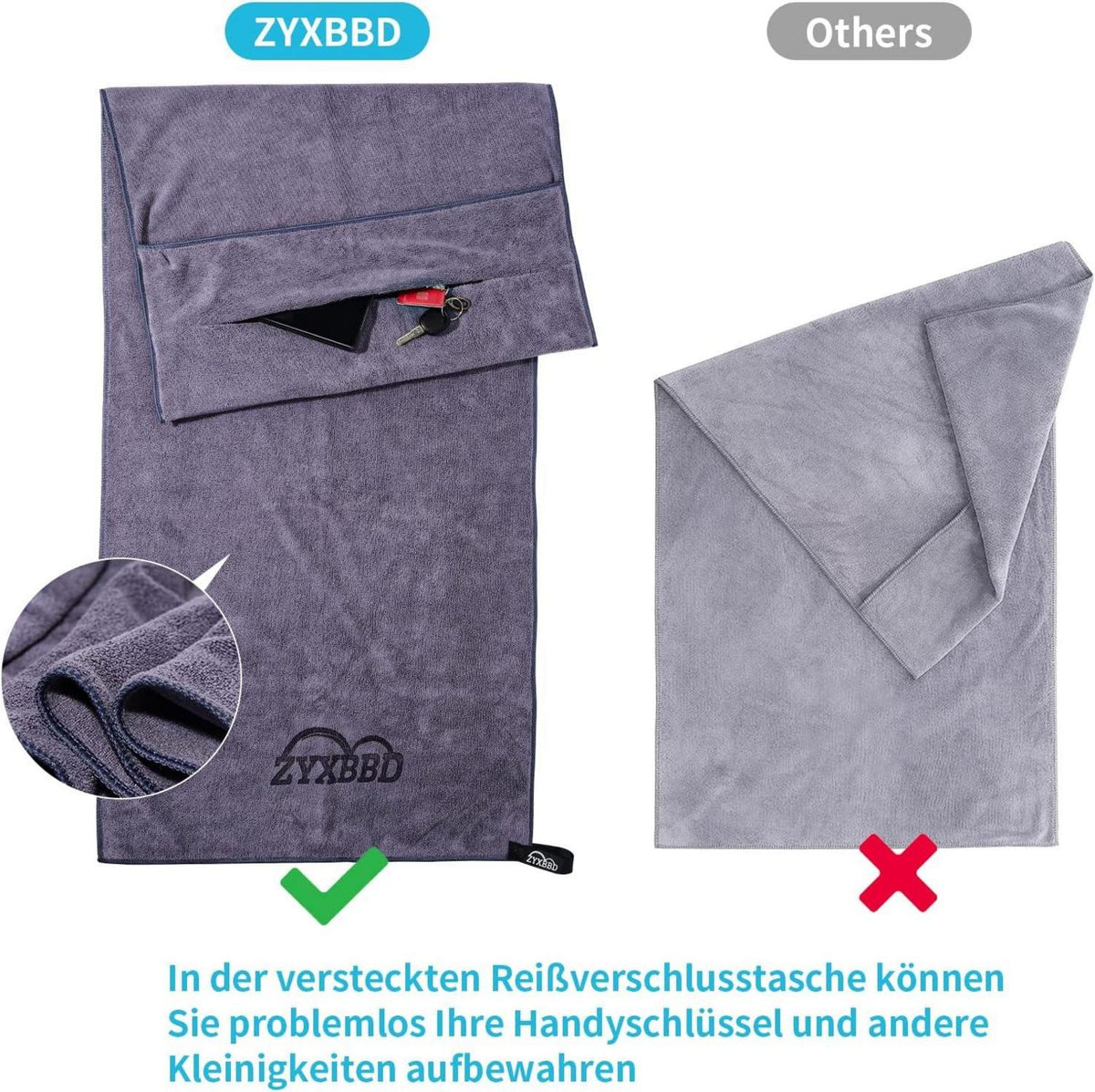 Fitness Handtuch 120x50cm rutschfest Gym Handtuch XL