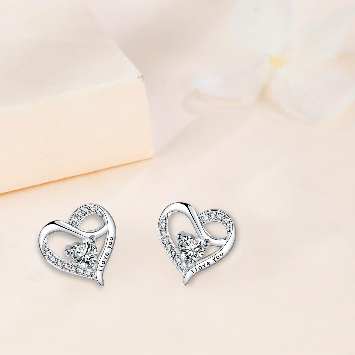 Herz Ohrringe Silber 925 Zirkonia Damen Ohrstecker