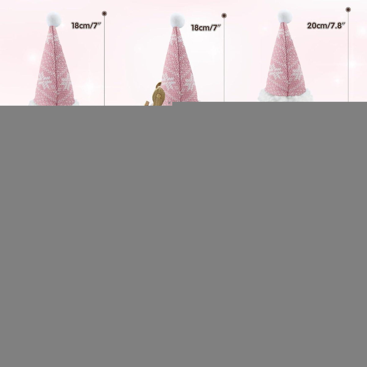 3er Set Weihnachtswichtel Figuren Rosa - Skandinavische Weihnachtsdeko
