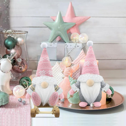 3er Set Weihnachtswichtel Figuren Rosa - Skandinavische Weihnachtsdeko
