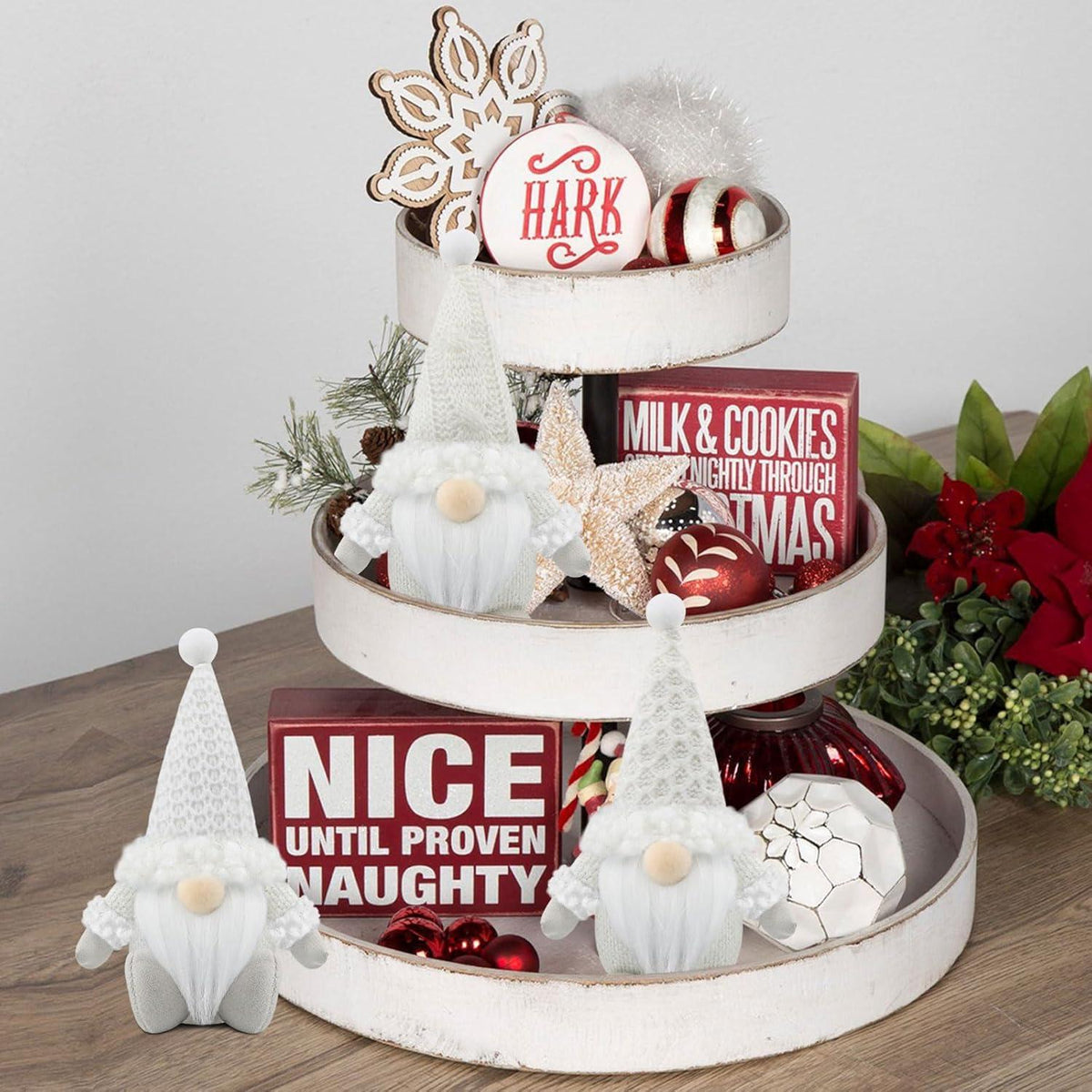 Set Gehydy Weihnachtswichtel Figuren Weiß - Weihnachtsdeko für Home und Küche