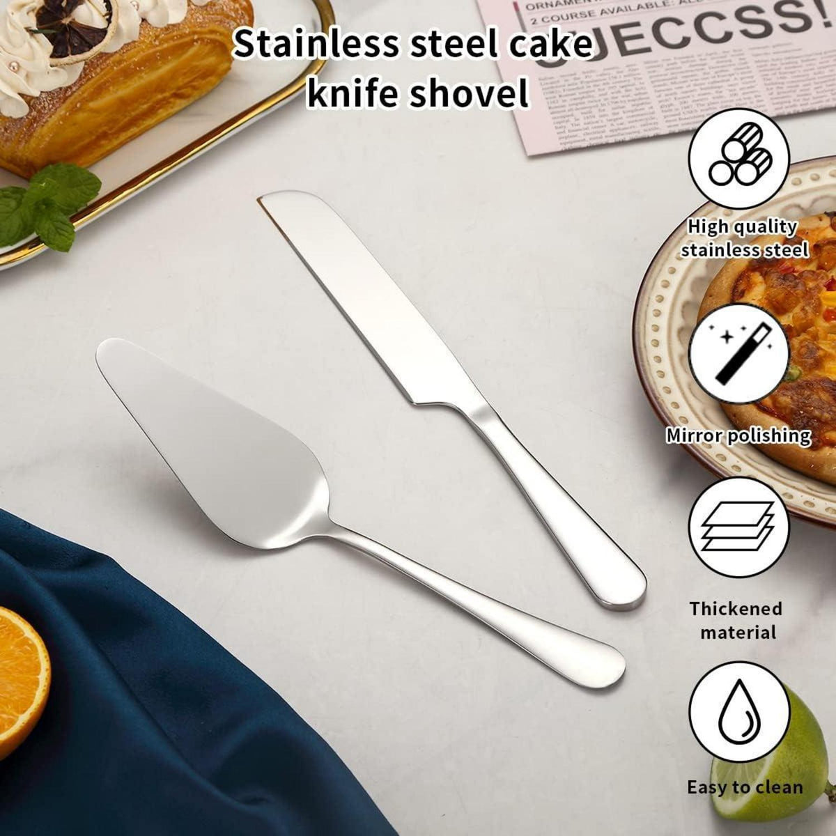 Hochzeits Tortenmesser & Server Set Edelstahl Silber