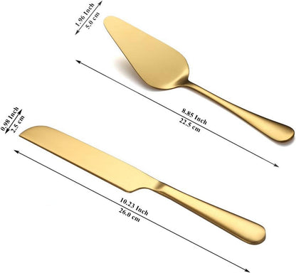 Gold Hochzeits Torte Set Edelstahl Titan-Vergoldung 2-teilig
