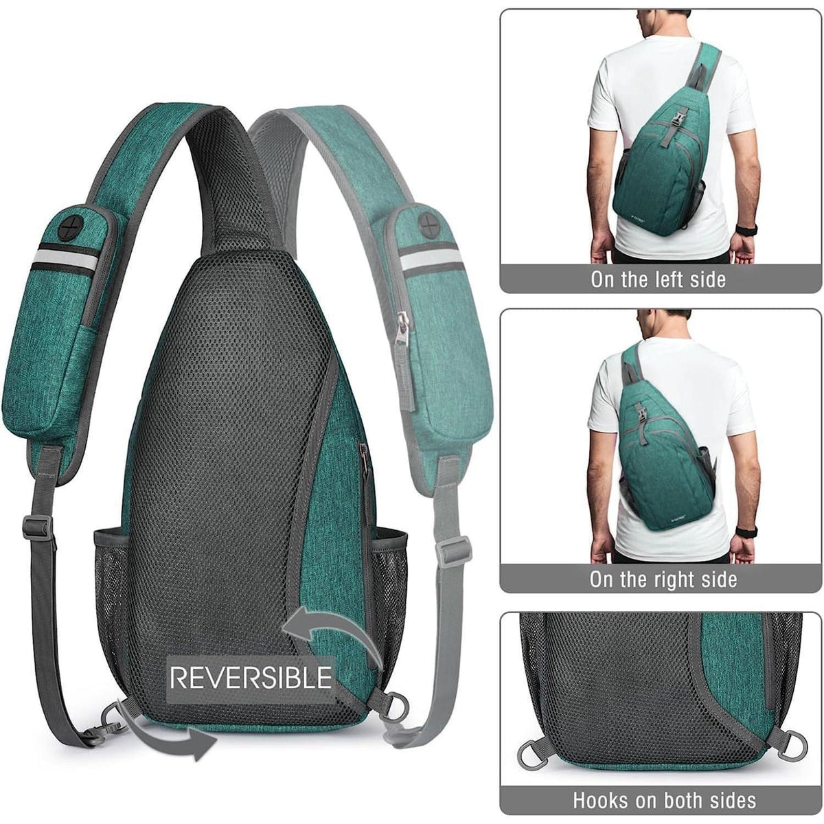 Sling Bag Rucksack mit Diebstahlschutz, Dunkelgrün