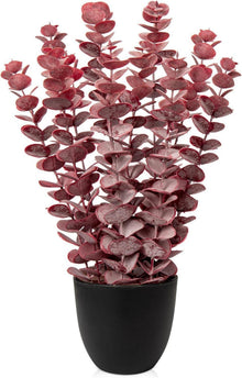 Kunstpflanze Eukalyptus Dekopflanze Rot 40 cm im Topf