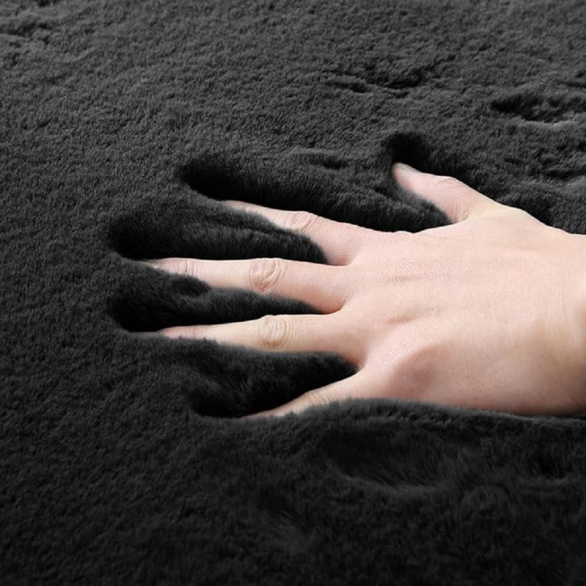 Flauschiger Läufer Teppich Schwarz 60x305 cm - Weich & Waschbar