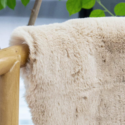 Flauschiger Teppich Läufer 60x245 cm Beige – Weicher Kunstfell Teppich