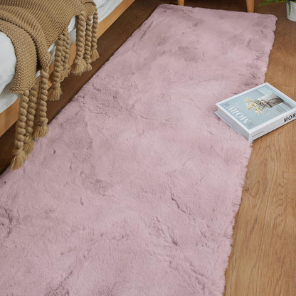 Flauschiger Läufer Rosa 60x305 cm - Weicher Kunstfell Teppich